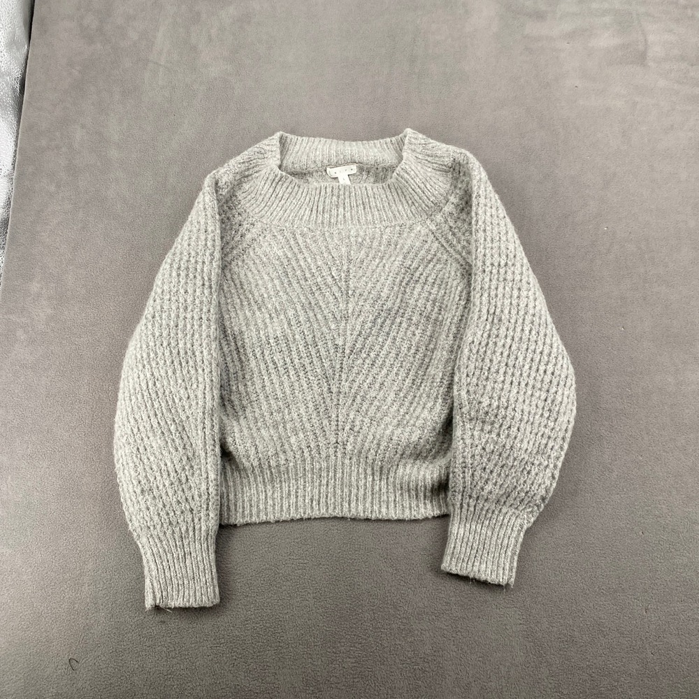 Leith Womens Grey Alpaca Wool Blend Chevron Knit Pullover Sweater Large